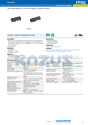 3101.0050 datasheet - Shock-Safe Fuseholder, 5 x 20 mm, Slot/Fingergrip, horizontal, IEC 60335-1
