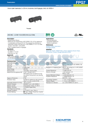 3101.0075 datasheet - Shock-Safe Fuseholder, 5 x 20 mm, horizontal, Slot/Fingergrip, SMD, IEC 60335-1
