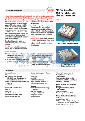 79527-5001 datasheet - SFP Cage Assemblies Multi-Port Stacked with SlimStack Connectors
