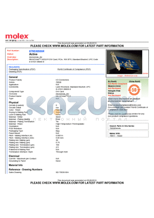 79530-5004 datasheet - MicroCross ADD2-R DVI Card, PCIe, 16X BTX, Standard Bracket, UPC Code 8-41531-06000-8