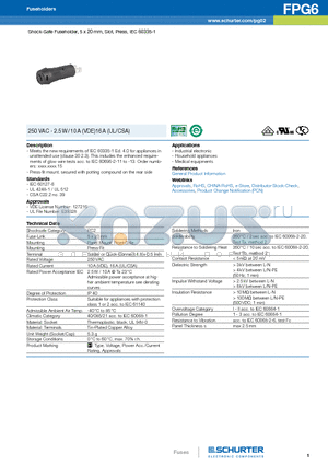 3101.0060 datasheet - Shock-Safe Fuseholder, 5 x 20 mm, Slot, Press, IEC 60335-1