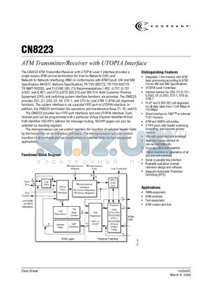 CN8223EPF datasheet - ATM Transmitter/Receiver with UTOPIA Interface