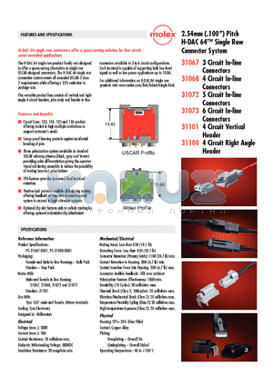 31067-107 datasheet - H-DAC 64 Single Row Connector System