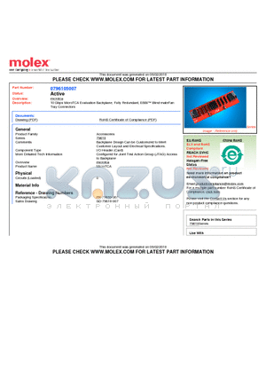 79610-5007 datasheet - 10 Gbps MicroTCA Evaluation Backplane, Fully Redundant, EBBI Blind-mateFanTray Connectors