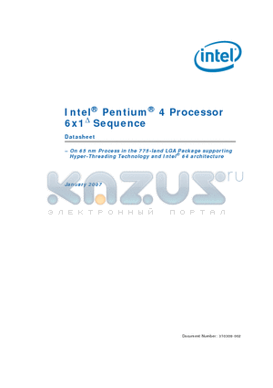310308-002 datasheet - Intel Pentium 4 Processor