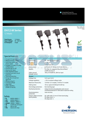 DA12-050EU-M datasheet - Medical and ITE Safeties