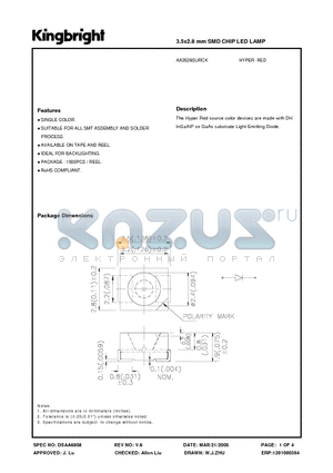 AA3528SURCK datasheet - 3.5x2.8 mm SMD CHIP LED LAMP