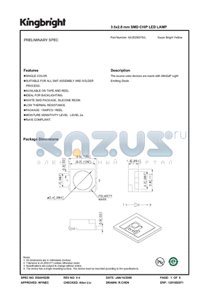 AA3529SYS-L datasheet - 3.5x2.8 mm SMD CHIP LED LAMP