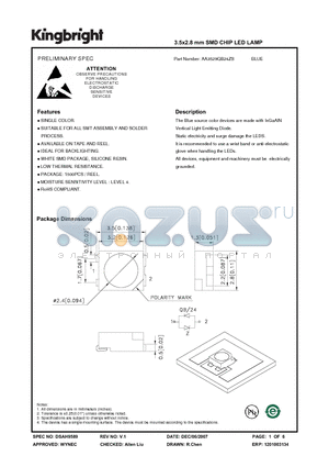 AA3529QB24ZS datasheet - 3.5x2.8 mm SMD CHIP LED LAMP