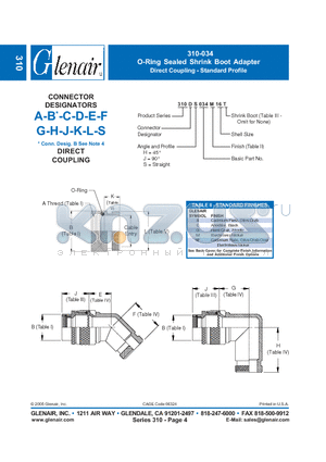 310DJ034M datasheet - O-Ring Sealed Shrink Boot Adapter