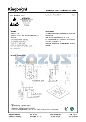 AA5060PBS/Z datasheet - 5.0X6.0mm SURFACE MOUNT LED LAMP