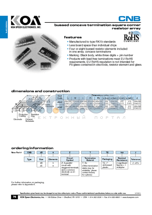 CNB2E5ZT103J datasheet - bussed concave termination square corner resistor array