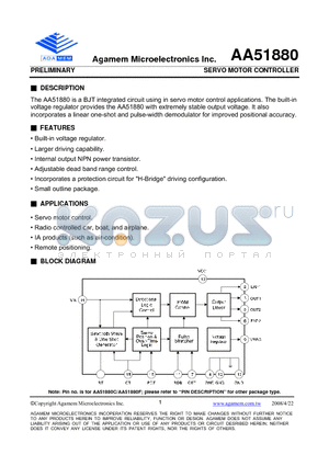 AA51880F datasheet - SERVO MOTOR CONTROLLER