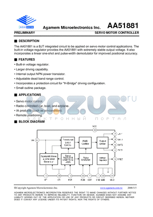 AA51881C datasheet - SERVO MOTOR CONTROLLER