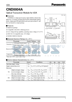 CND0004A datasheet - Optical Transceiver Module for IrDA