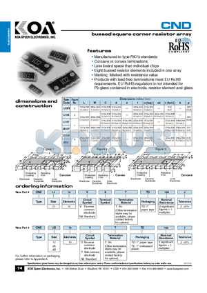 CND1J10VKTTD103J datasheet - bussed square corner resistor array