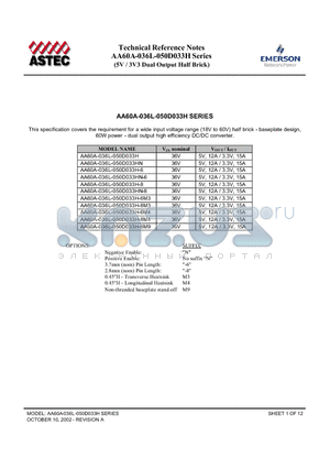 AA60A-036L-050D033H_02 datasheet - This specification covers the requirement for a wide input voltage range (18V to 60V) half brick - baseplate design,