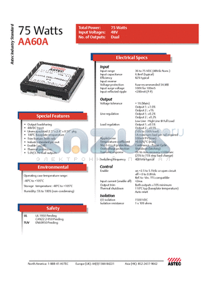 AA60A-048L-033D025 datasheet - 75 Watts