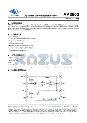 AA8600 datasheet - VIDEO Y/C MIX