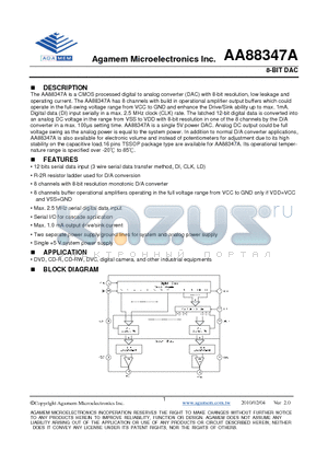 AA88347A datasheet - 8-BIT DAC