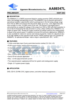 AA88347L datasheet - 8-BIT DAC