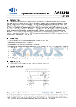 AA88348 datasheet - 8-BIT DAC