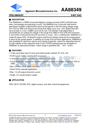 AA88349 datasheet - 8-BIT DAC