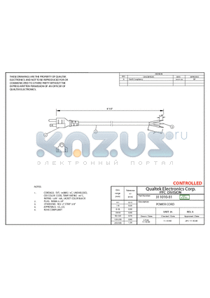 311010-01 datasheet - POWER CORD