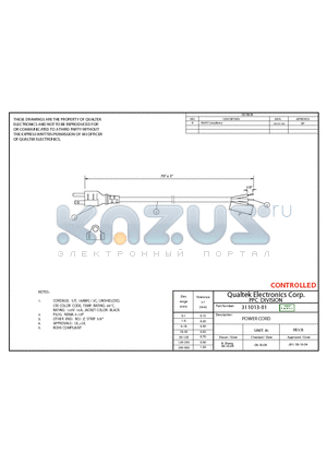 311013-01 datasheet - POWER CORD