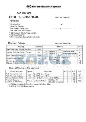 15KRA20 datasheet - FRD - 1.5A 200V 90ns