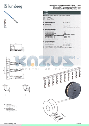 311101L datasheet - Minimodul-Steckverbinder, Raster 2,5 mm