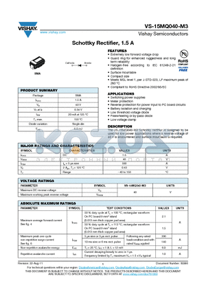 15MQ040-M3 datasheet - Schottky Rectifier, 1.5 A