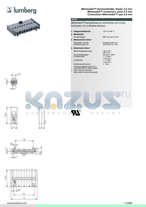 3114 datasheet - Minimodul-Steckverbinder, Raster 2,5 mm