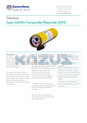 7970 datasheet - Super Sub Mini Transponder/Responder (SSM)