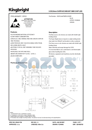 AAAF3528PBZSEJVGZW datasheet - 3.5X2.8mm SURFACE MOUNT SMD CHIP LED