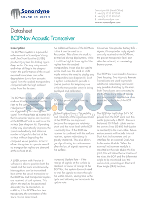 7985-081-5 datasheet - BOPNav Acoustic Transceiver