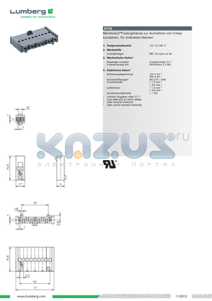 311410 datasheet - Mini modul-Leergehause zur Aufnahme von Crimp - kontakten, fur indirektes Stecken