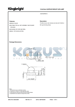 AAD3528PBC datasheet - 3.5 x 2.8mm SURFACE MOUNT LED LAMP