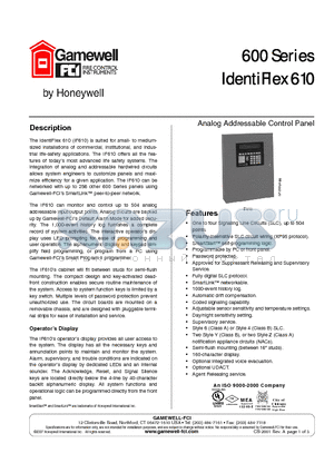 AAM610-252 datasheet - IdentiFiex 610 base analong/addressable