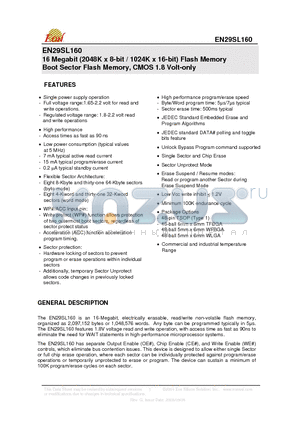 EN29SL160B-90MI datasheet - 16 Megabit (2048K x 8-bit / 1024K x 16-bit) Flash Memory