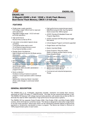 EN29SL160T-90TC datasheet - 16 Megabit (2048K x 8-bit / 1024K x 16-bit) Flash Memory