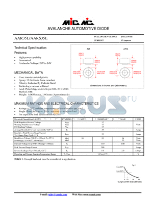 AAR35L datasheet - AVALANCHE AUTOMOTIVE DIODE