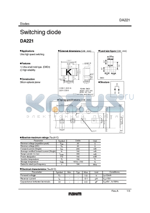 DA221 datasheet - Switching diode Silicon epitaxial planar