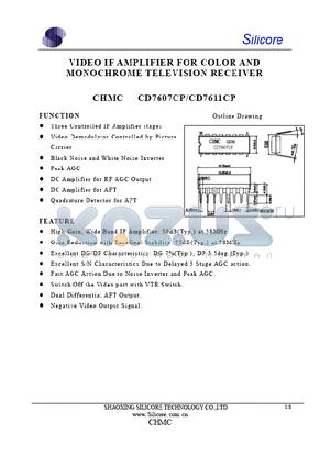 CD7607CP datasheet - VIDEO IF AMPLIFIER FOR COLOR AND MONOCHROME TELEVISION RECEIVER