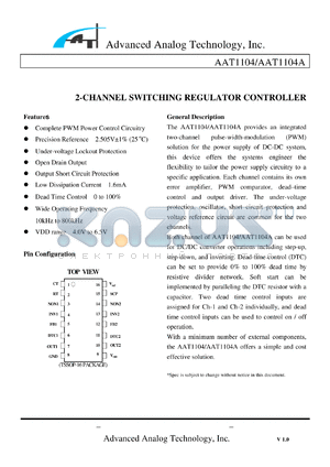 AAT1104 datasheet - 2-CHANNEL SWITCHING REGULATOR CONTROLLER