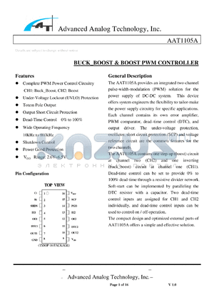 AAT1105A-T1-T datasheet - BUCK_BOOST AND BOOST PWM CONTROLLER