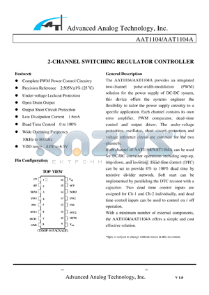 AAT1104A datasheet - 2-CHANNEL SWITCHING REGULATOR CONTROLLER