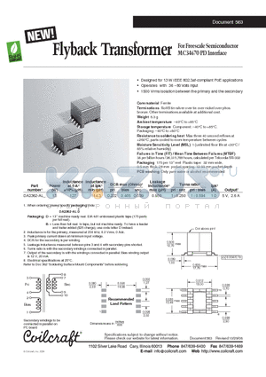 DA2362-AL datasheet - Flyback Transformer