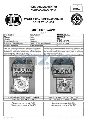 311M09 datasheet - COMMISSION INTERNATIONALE DE KARTING - FIA