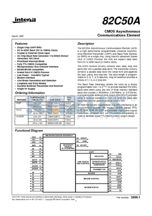 CD82C50A-5 datasheet - CMOS Asynchronous Communications Element